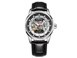 Reloj Mecánico Automático Para Hombre Ochstin En Piel Auténtica, Negro Y Plata.
