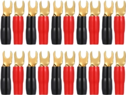 12 Pares De Conectores De Horquilla De Latón Negro Y Rojo Para Altavoces De Coche Y Terminales Eléctricos.