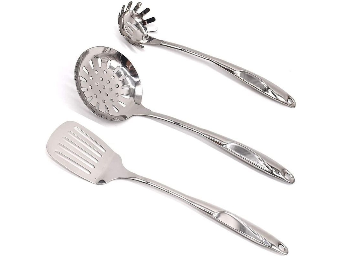 Cuchara Para Espaguetis De Acero Inoxidable 304 Con Cuchara Ranurada Y Espátula.