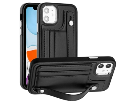 Funda Mobile Phone Cases Shockproof With Wrist para iPhone 11 Piel Marrón