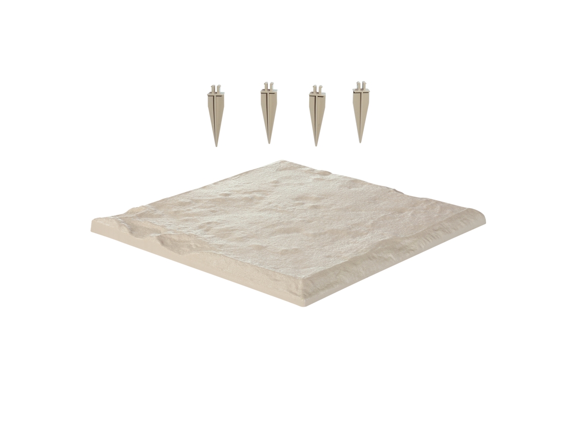 Estacas de tierra Succebuy con estacas, 8 piezas, 39,5 x 39,5 cm, para césped, color beige