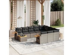 Conjunto de sofás de jardín de 11 piezas DKD Home Decor con cojines de mimbre gris