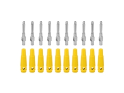 10 Unidades De Conectores Banana De 4 Mm, 7 Pines, 32 A, 1000 V, Hembra, Apilables, De Cobre Con Manguera Flexible, Color Amarillo.
