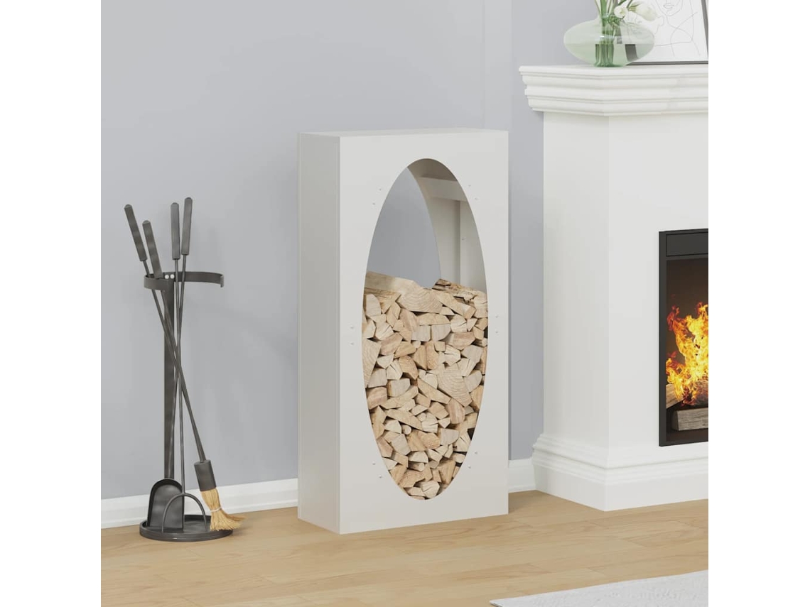 Estante para leña | Leñero de acero laminado en frío blanco, 50 x 23 x 100 cm, WSD732454 Lovely Home