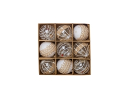 Juego de 9 adornos navideños acrílicos con bolas transparentes y flores Yunzii (8 cm)