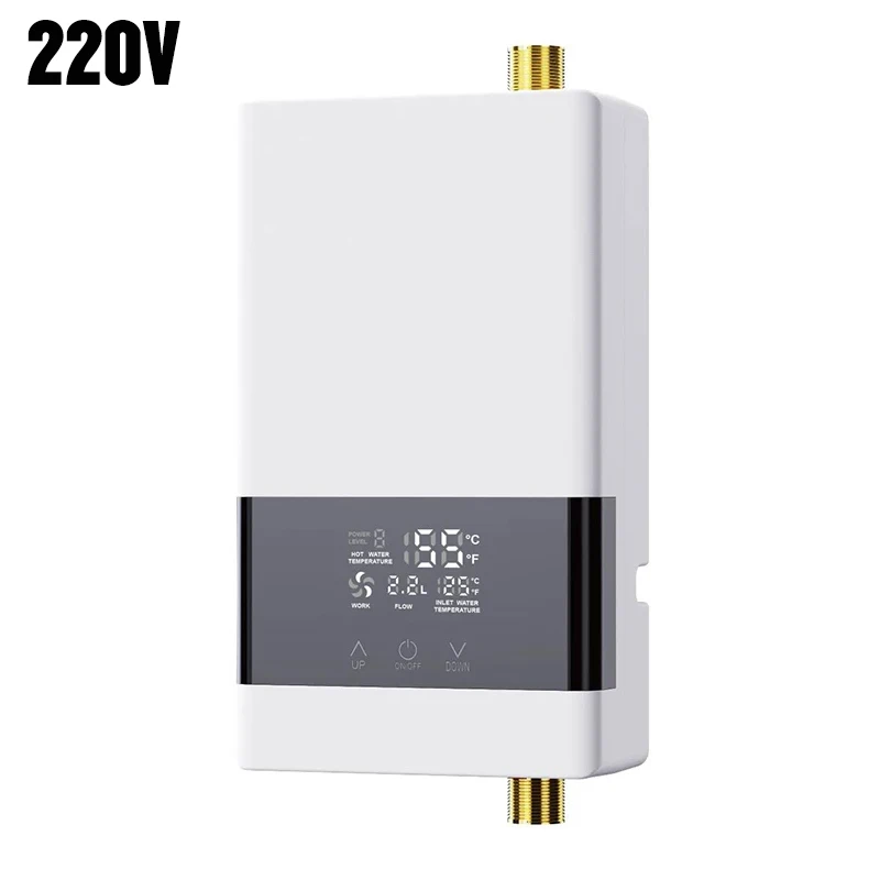 Calentador De Agua Eléctrico De Pared (220 V-6000 W, Blanco) Con Pantalla Lcd De Temperatura Y Control Remoto