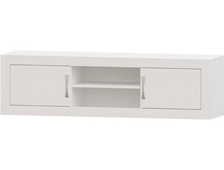 Mueble de TV MUEBLAM Niza (180x50x42 cm - Melamina - Blanco y Plateado)