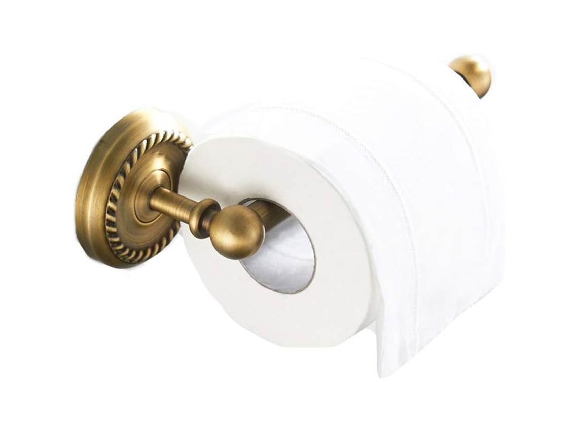 Soporte De Pared De Latón Antiguo Para Papel Higiénico Con Soporte Para Teléfono Móvil De Estilo Retro.
