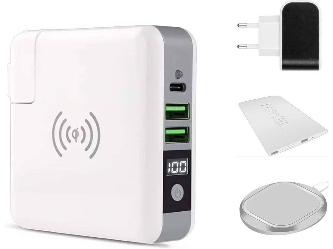 Cargador Banco Energia Sem Parede Internacional Display YIZHOOD Blanco