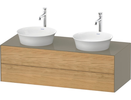 DURAVIT Tulip blanco, mueble de baño colgado en la pared, ancho 1300 x profundidad 550mm, con 2 cajones, con tecnología tip-on, WT4988B