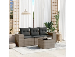 Conjunto de sofás de jardín de 4 piezas DKD Home Decor con cojines de mimbre gris