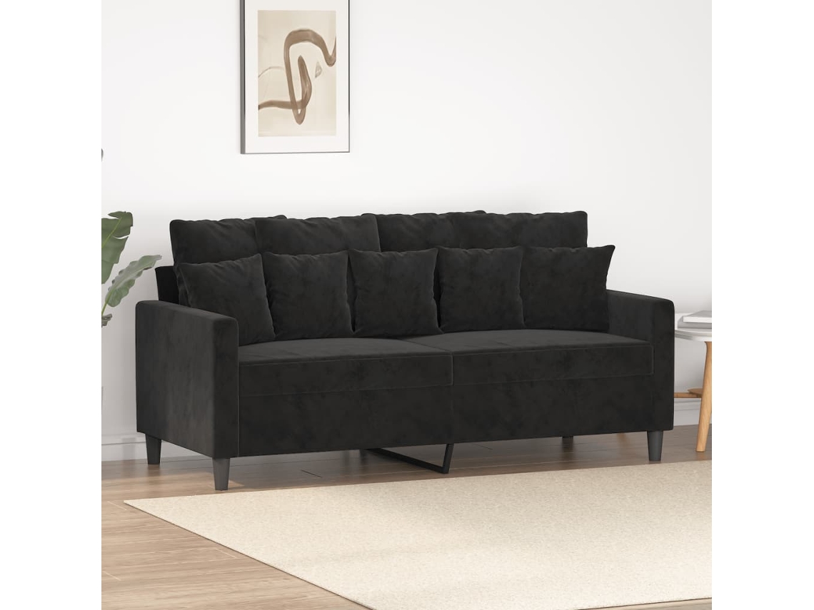 Sofá De 2 Plazas | Sofá De Salón | Sofá De Descanso Terciopelo Negro 140 Cm Wsd652146