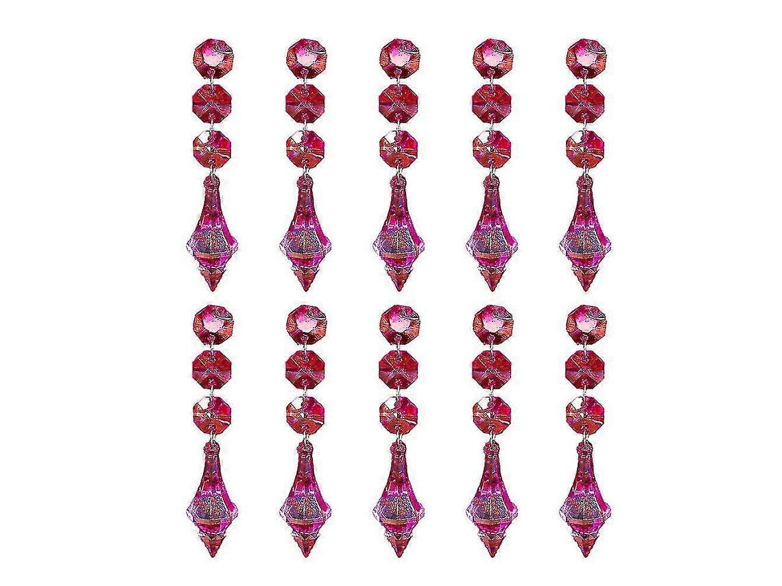 Omni-10pcs Prismas De Cristal Para Lámpara Colgante, Acrílico Con Efecto De Refracción, Decoración Diy Rojo