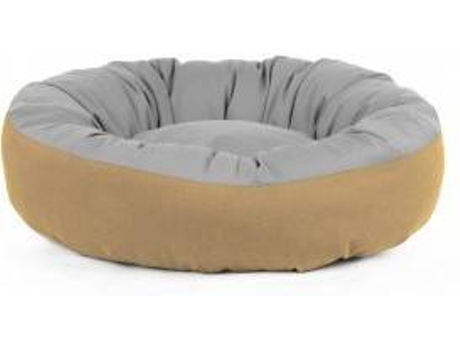 Cama Redonda para Perros y Gatos GAUTY Tela de sarga (Gris y Beige - 57 cm)
