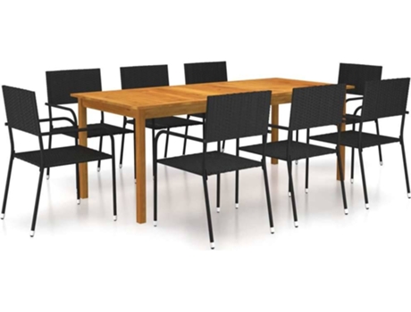 Conjunto 9 de comedor de jardín de VIDAXL negro