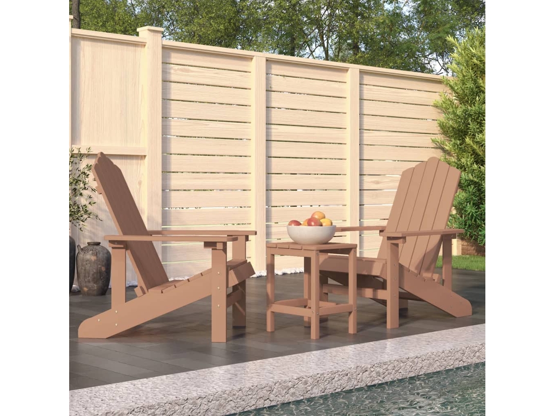 Sillas de jardín Adirondack con mesa de guijarros marrón, DKD Home Decor