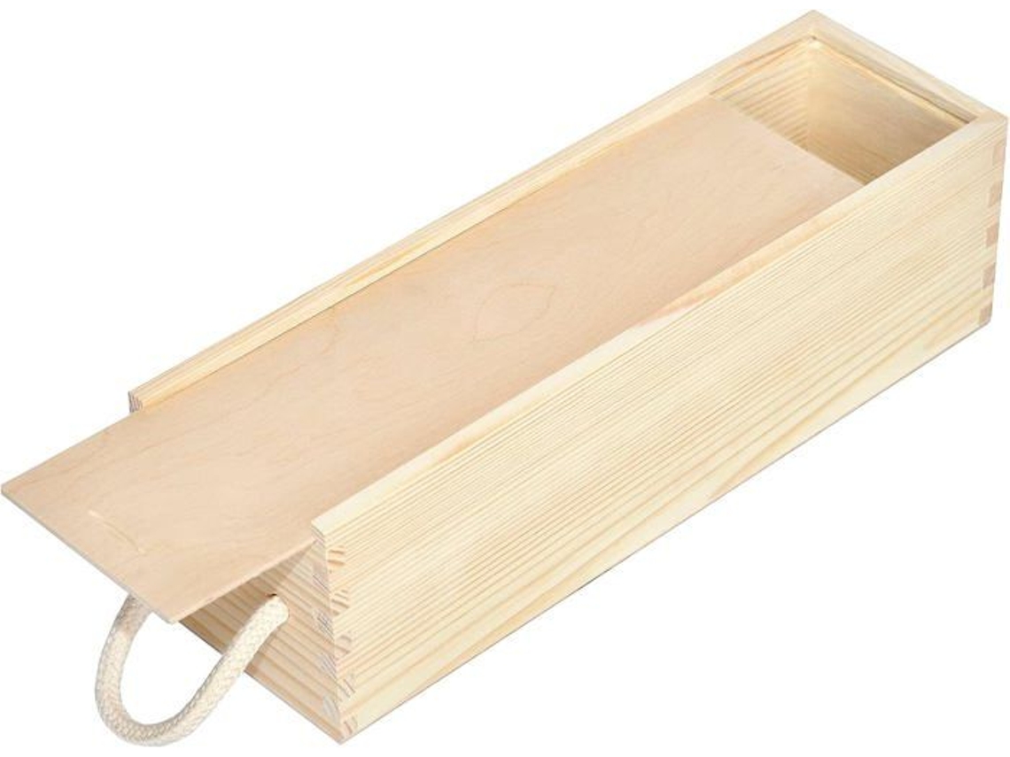Caja de vino de madera natural Creative Deco - 1 botella - 36 x 11 x 9,8 cm