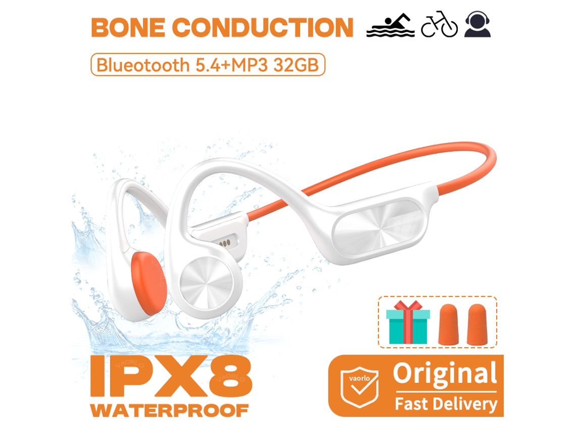 Auriculares Inalámbricos De Conducción Ósea (blancos), Resistentes Al Agua Ipx8, Ideales Para Nadar Y Equipados Con Bluetooth.