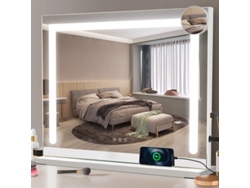 Espejo iluminado de 80x60 cm, espejo de tocador con luz LED táctil ajustable, espejo de tocador ZMH