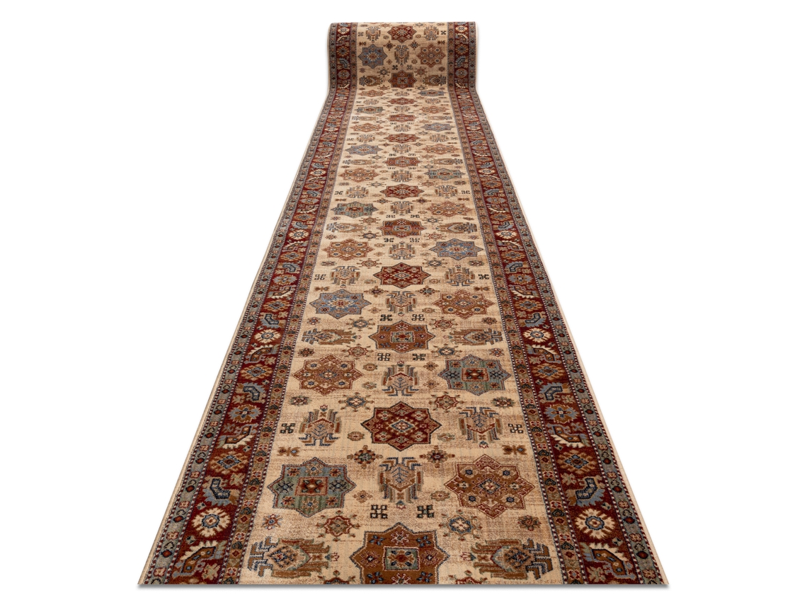 Alfombra De Pasillo Lana Keshan 7683/53555 Oriental, Marco Beige / Terracota - 100cm