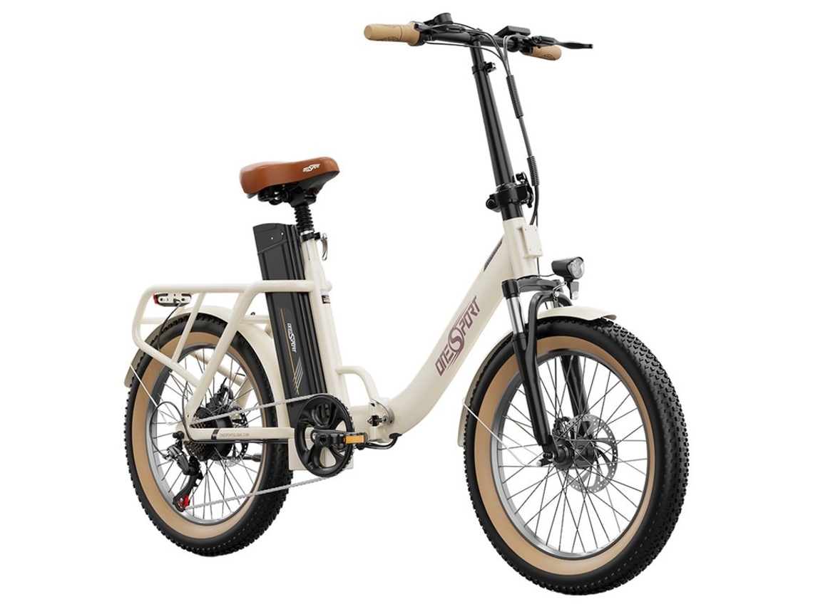 Bicicleta eléctrica plegable Onesport OT16 2.20, 250 W, 48 V, 17 Ah, Shimano, 7 velocidades, frenos mecánicos, color negro y marrón