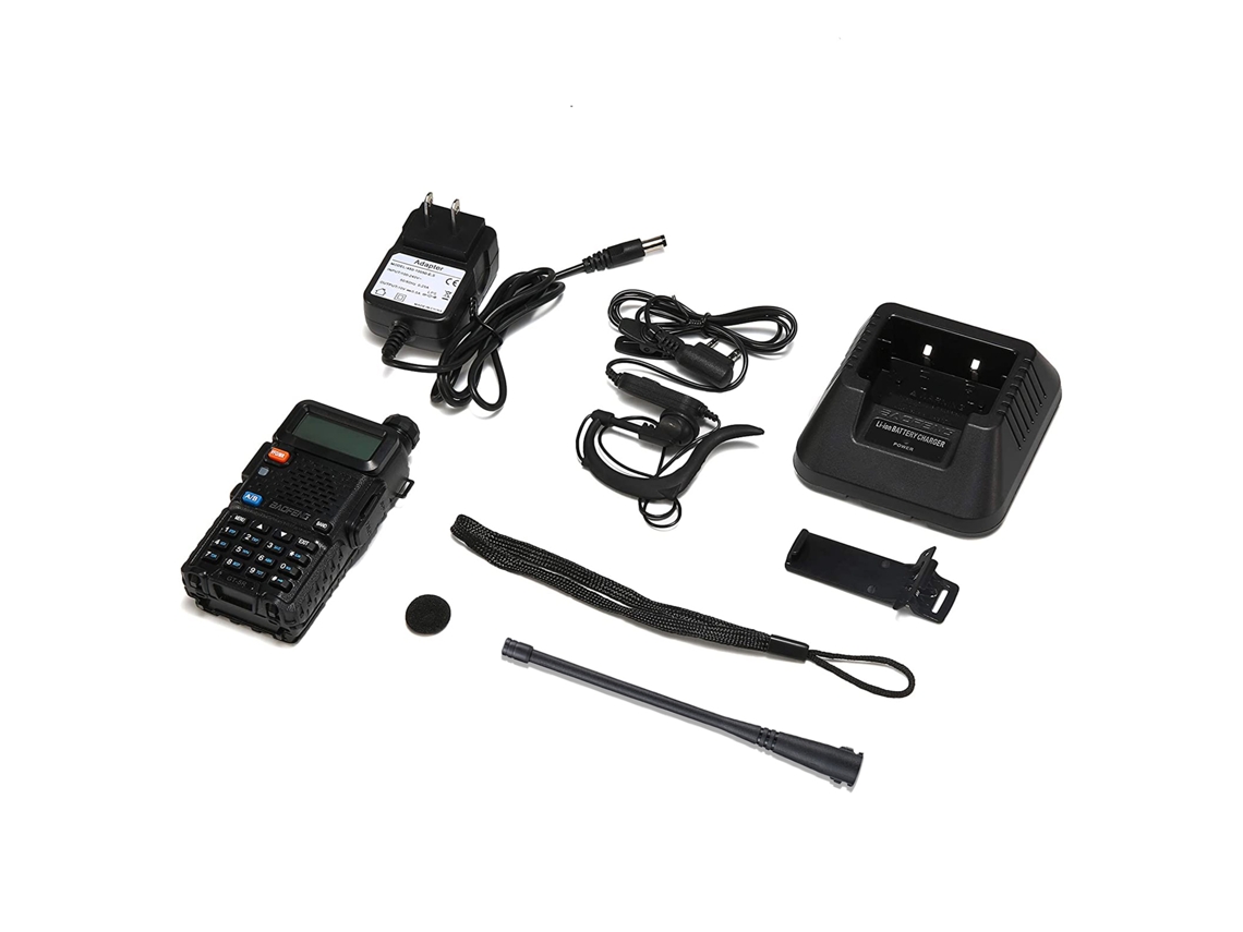 Radio Bidireccional Baofeng Uv-5r Vhf/uhf De 5 W Con Doble Pantalla, Función Vox Y Auriculares Recargables.