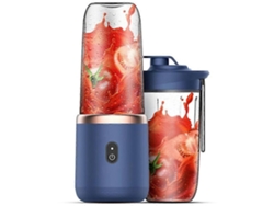 Licuadora USB multifuncional de doble taza, exprimidor eléctrico portátil de frutas, batidora de alimentos, exprimidor de jugos Gusshious, color azul