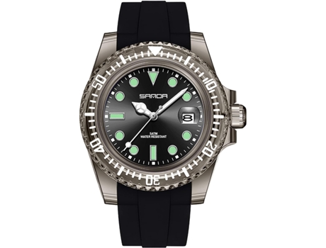 VEANXIN Relojes para Fecha Giratoria Reloj de Silicona Reloj de Pulsera Impermeable-Negro