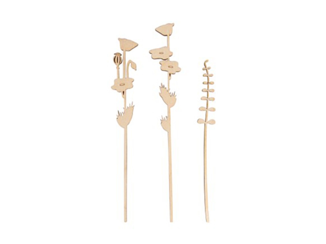 Papaver tallo y hierba en madera 20 cm RAYHER