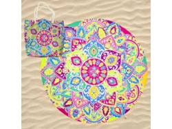 Toalla De Playa De Microfibra Redonda Mandala Loto Psicodélico Con Bolsa