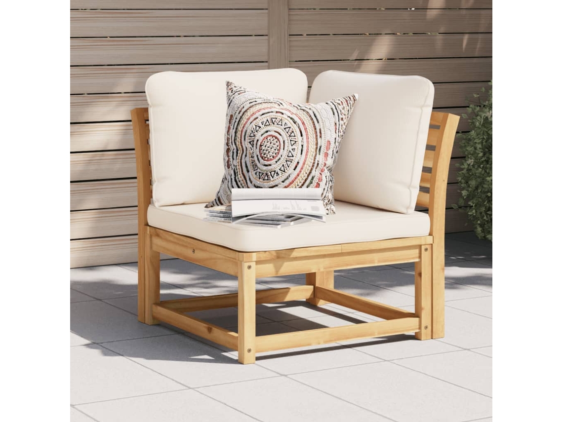 Sofá de jardín con cojines de madera de acacia suave, DKD Home Decor