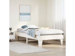 Estructura De Cama Sin Colchón Madera Maciza Blanca 90x190 Cm