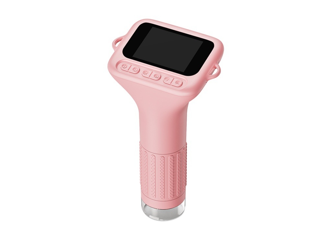 Microscopio digital portátil con lupa, 1000x, para niños, con luz de relleno de 8 LED (rosa)