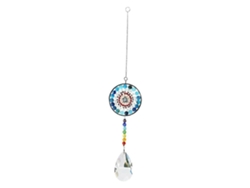 Carrillón de viento Mandala de cristal que forma un arcoíris, adorno para colgar en la pared del hogar.