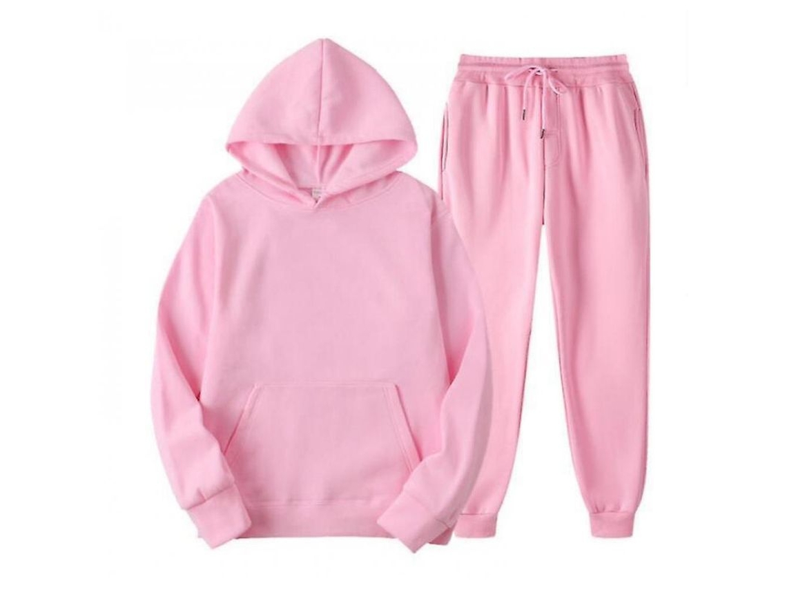 2026-conjunto De Sudadera Con Capucha Para Hombre Casual De Color Sólido Manga Larga Rcu M Rosa
