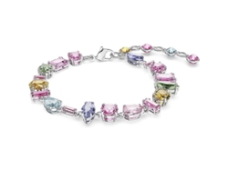 2026-collar Gema De Swarovski Con Cristales Multicolor En Setting Plateado Rodio, Diseño Bohemio Y Atemporal Para Mujer