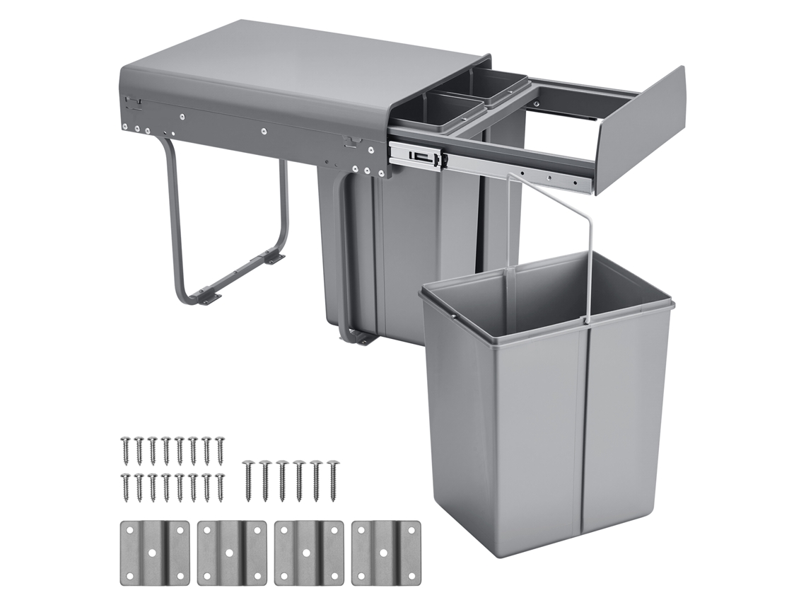 Cubo de basura doble extensible Succebuy de 20+10+10 L para debajo del armario de cocina