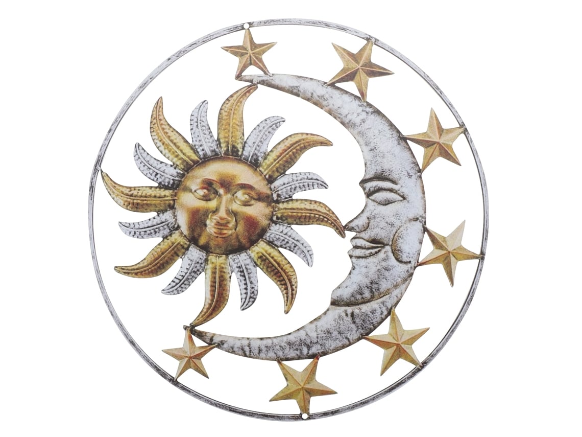 Escultura De Metal Do Sol E Da Lua Para Decoração De Parede