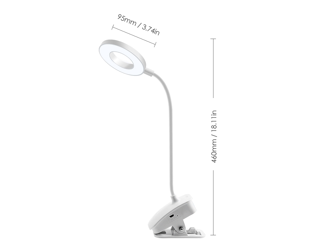 Lâmpada De Mesa Clip-on Usb Com Controle Tático Leds 3 Modos De Cor 360° Flexível Luz Para Leitura