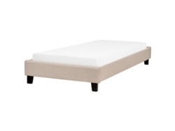 Cama con somier BELIANI Roanne de Poliéster Beige 99x211x29