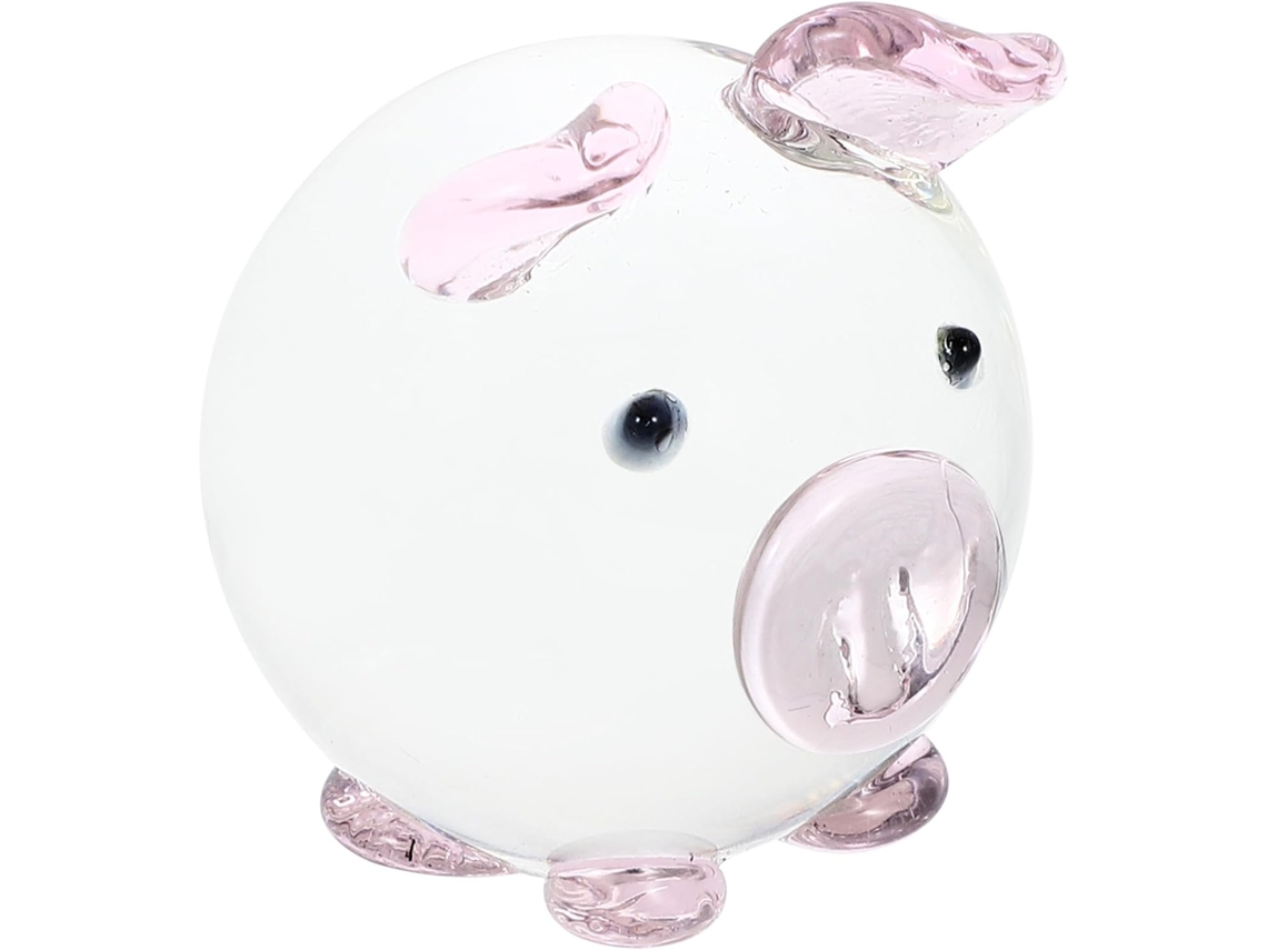 Figura De Cerdo De Cristal Rosa, Decoración Hecha A Mano Para El Hogar