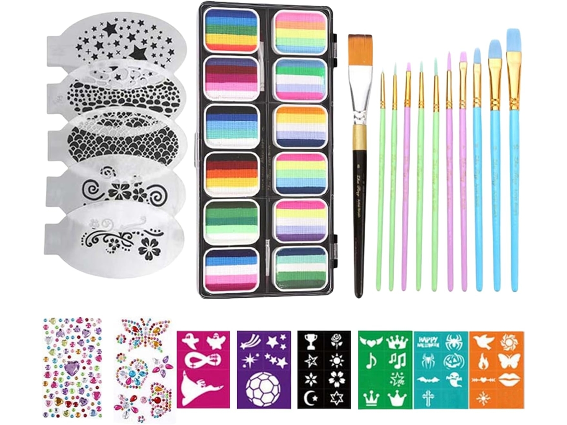 Kit De Maquillaje Pour | Palyte Peinture Faciale Lavable - 12 Compartiments Couleurs Vibrantes