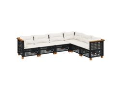 Maison Exclusive - Conjunto de sofá de jardín de 6 piezas con cojines de mimbre, color negro