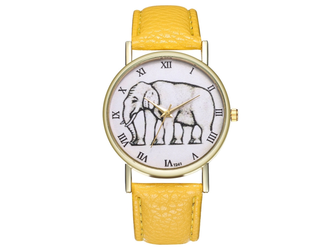 Reloj De Pulsera Para Pareja Zhoulianfa, Correa De Pu, Esfera Redonda, Movimiento De Cuarzo Amarillo.
