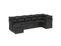 Maison Exclusive - Set De Comedor De Jardín 7 Pzas Y Cojines Ratán Sintético Negro