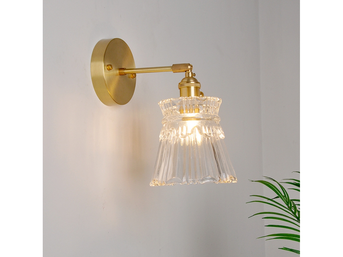 Aplique de pared moderno en latón y cristal ORBITRA COMMERCE (estilo nórdico minimalista)