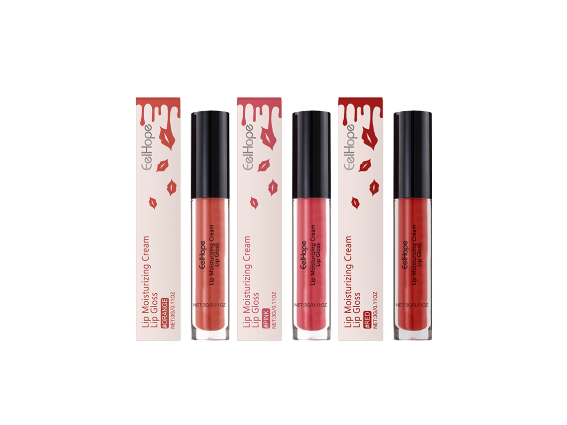 Brillo labial hidratante, bálsamo labial con color, glicerina y hialuronato, fórmula resistente al agua.