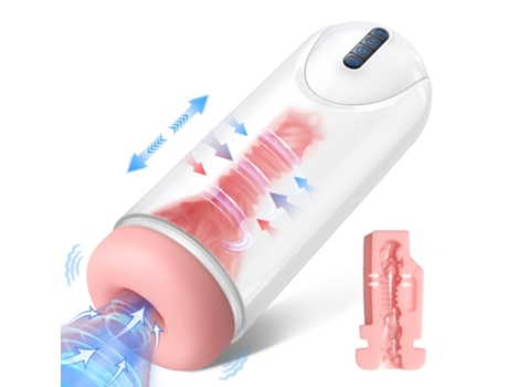 Masturbador masculino automático con 4 modos de empuje, 4 de succión y 10 de vibración (blanco) VEANXIN