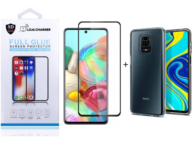 Funda y Protector de Pantalla LOJA CHARGER 11D Full Cover Silicona Xiaomi Redmi Note 9S Transparente