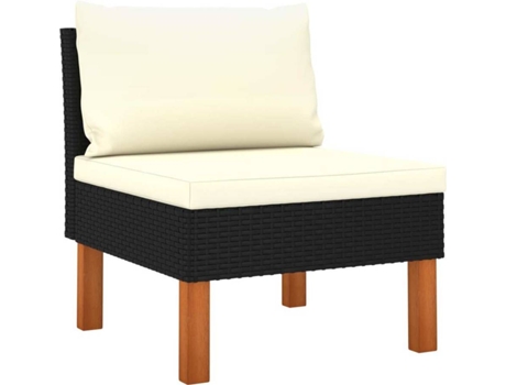 Sofá central VIDAXL Negro Poli Ratán (60.5x64.5x67 cm)